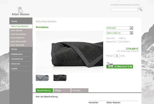 Webdesign Online Shop Ritter