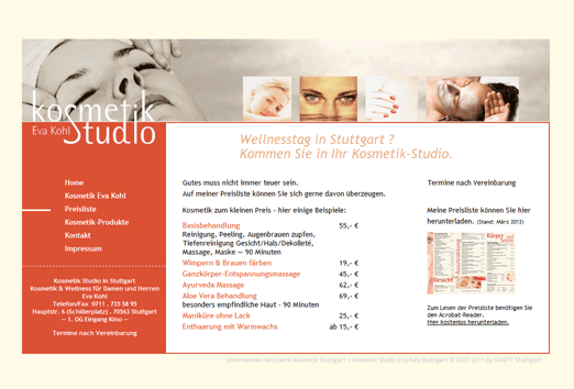 Webdesign Stuttgart Kosmetikstudio